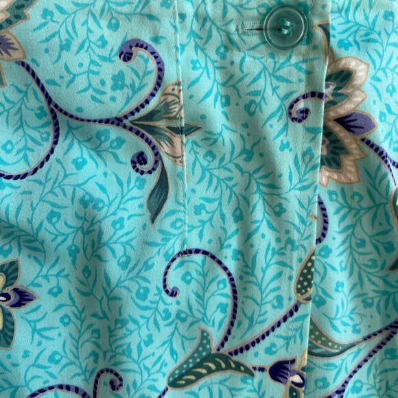 Talbots Stretch Cotton Maxi Wrap Skirt Turquoise Tropical Floral Size 12 NWOT - Picture 8 of 11